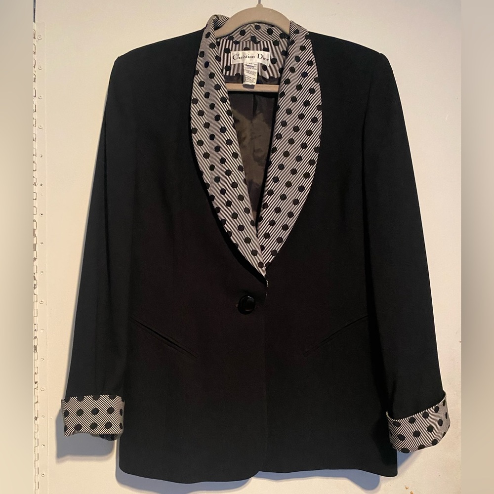 COPY - Christian Dior Vintage Black Blazer with Polka Dot Lapels